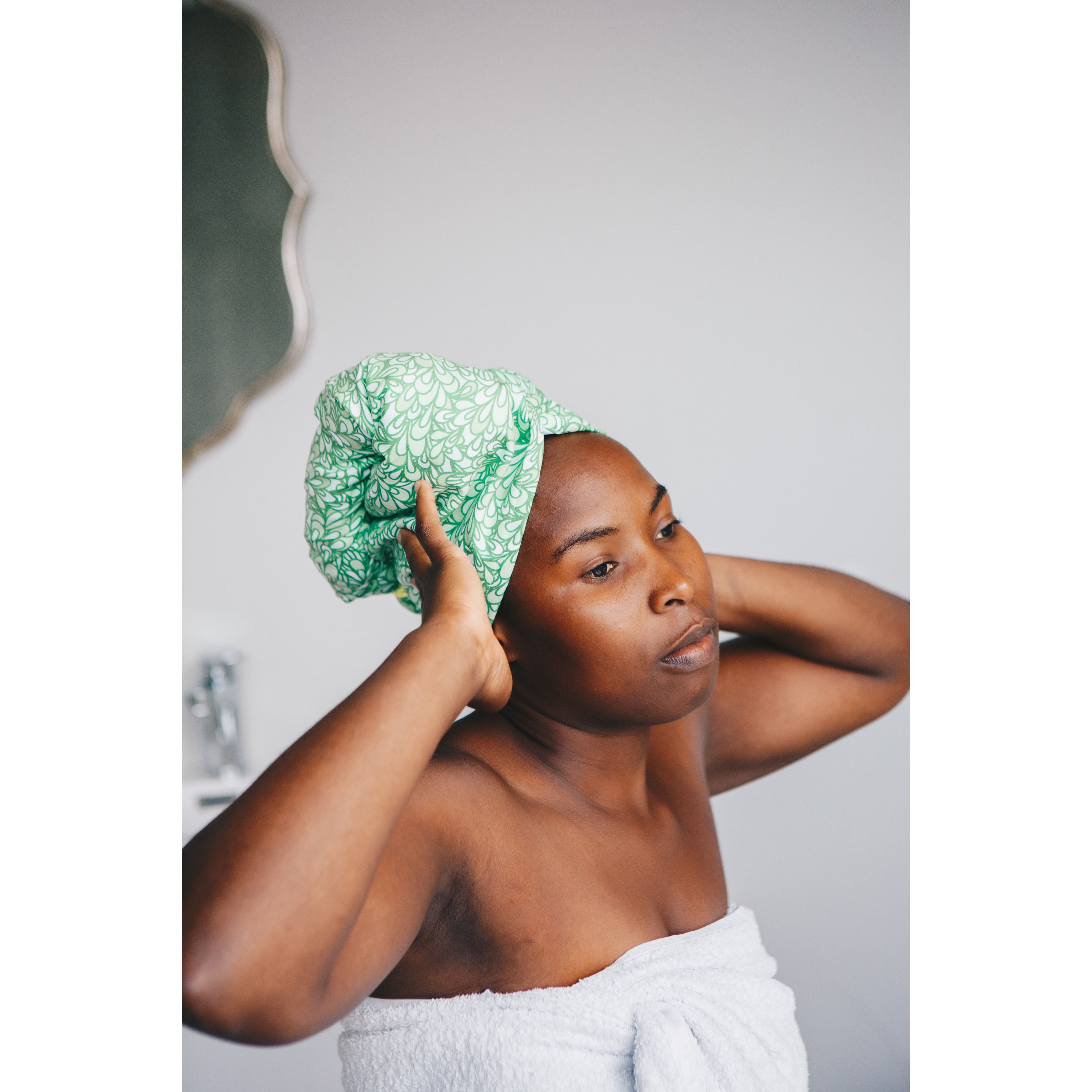 Quick Dry Hair Towel Emerald Groove Mango Reign